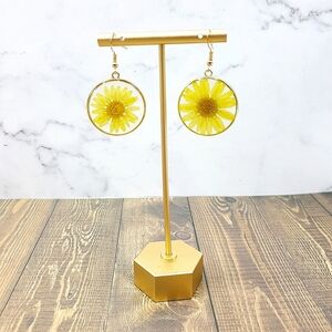 Pressed Yellow Flower Earrings